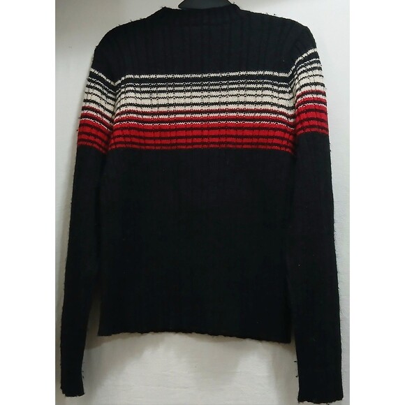 Vintage Polo Jeans Co Ralph Lauren Black Stripe Pullover Wool Sweater Large Y2K - Picture 2 of 7